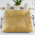 6-Pack Acrylic Charger Plates 12" Square Gold with Embossed Wood Grain - Boho Chic Dinner Party Decor Charger Tableware
